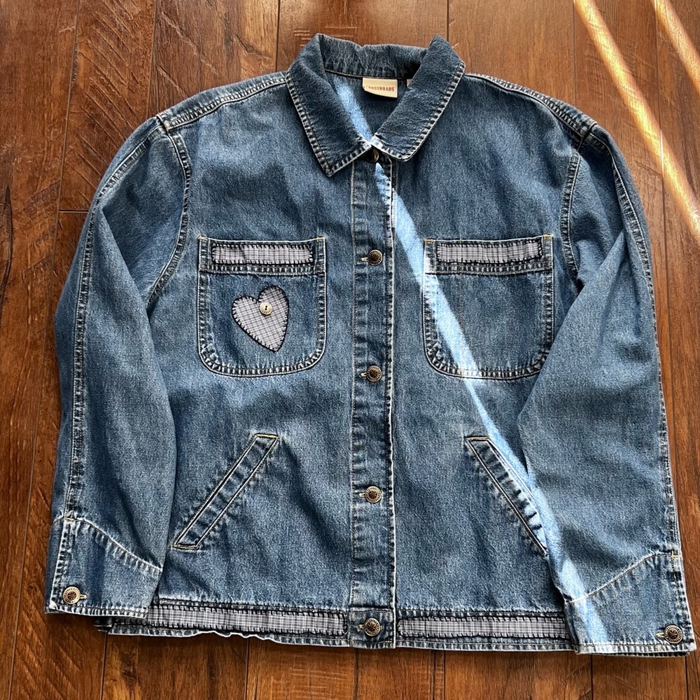 Vintage Crossroads Embroidered Denim Jacket